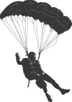 AI generated Silhouette skydiver woman full body black color only vector