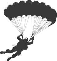 AI generated Silhouette skydiver man in action full body black color only vector