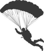 AI generated Silhouette skydiver man in action full body black color only vector