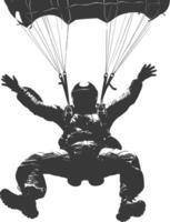 AI generated Silhouette skydiver man full body black color only vector