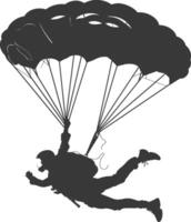 AI generated Silhouette skydiver woman full body black color only vector