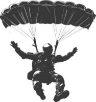 AI generated Silhouette skydiver man full body black color only vector