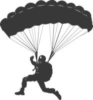 AI generated Silhouette skydiver man in action full body black color only vector