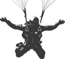 AI generated Silhouette skydiver man full body black color only vector