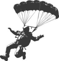 AI generated Silhouette skydiver man full body black color only vector