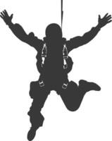 AI generated Silhouette skydiver man full body black color only vector