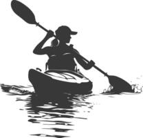 AI generated Silhouette Woman Canoe Player in action full body black color only vector