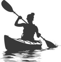 AI generated Silhouette Woman Canoe Player in action full body black color only vector