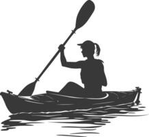 AI generated Silhouette Woman Canoe Player in action full body black color only vector