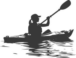 AI generated Silhouette Woman Canoe Player in action full body black color only vector