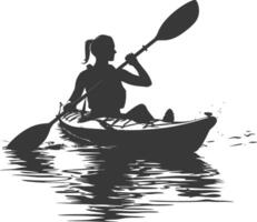 AI generated Silhouette Woman Canoe Player in action full body black color only vector