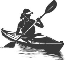 AI generated Silhouette Woman Canoe Player in action full body black color only vector