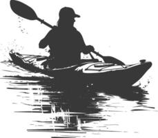 AI generated Silhouette Woman Canoe Player in action full body black color only vector