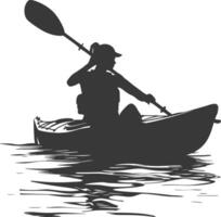 AI generated Silhouette Woman Canoe Player in action full body black color only vector