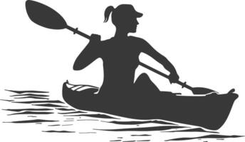 AI generated Silhouette Woman Canoe Player in action full body black color only vector