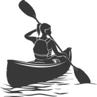 AI generated Silhouette Woman Canoe Player in action full body black color only vector