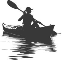 AI generated Silhouette Woman Canoe Player in action full body black color only vector