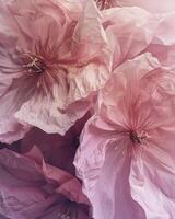 ai generado rosado flores en delicado papel recortes foto