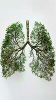 AI generated Human lungs in the form of trees or leaves on a white background photo