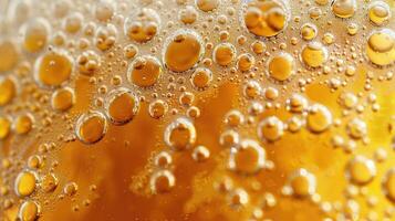 AI generated Ultra close up view of beer texture with foam photo