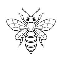 Bee illustration coloring page for kids vector