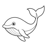 Vector of Whale Illustration Coloring Page for Kids.