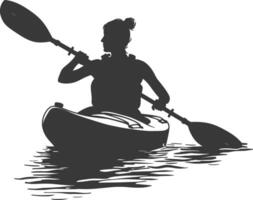 AI generated Silhouette Woman Canoe Player in action full body black color only vector