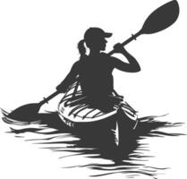 AI generated Silhouette Woman Canoe Player in action full body black color only vector