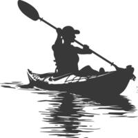 AI generated Silhouette Woman Canoe Player in action full body black color only vector