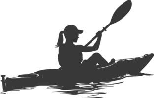 AI generated Silhouette Woman Canoe Player in action full body black color only vector