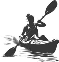 AI generated Silhouette Woman Canoe Player in action full body black color only vector