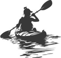 AI generated Silhouette Woman Canoe Player in action full body black color only vector