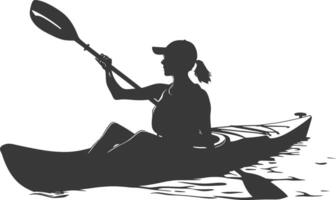 ai generado silueta mujer canoa jugador en acción lleno cuerpo negro color solamente vector