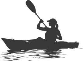 AI generated Silhouette Woman Canoe Player in action full body black color only vector