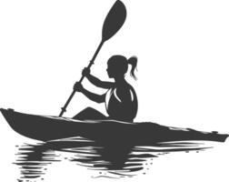 AI generated Silhouette Woman Canoe Player in action full body black color only vector