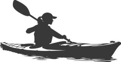 AI generated Silhouette Woman Canoe Player in action full body black color only vector