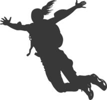 AI generated Silhouette skydiver woman in action full body black color only vector