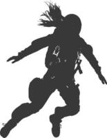 AI generated Silhouette skydiver woman in action full body black color only vector