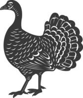 AI generated Silhouette Turkey Animal black color only full body vector