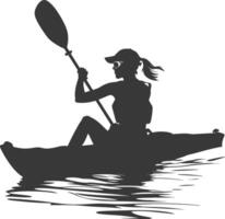 AI generated Silhouette Woman Canoe Player in action full body black color only vector