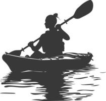 AI generated Silhouette Woman Canoe Player in action full body black color only vector