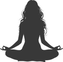 ai generado silueta mujer meditación yoga lleno cuerpo negro color solamente vector