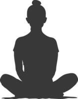 AI generated Silhouette Woman meditation yoga full body black color only vector