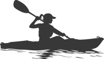 AI generated Silhouette Woman Canoe Player in action full body black color only vector