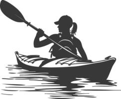 AI generated Silhouette Woman Canoe Player in action full body black color only vector