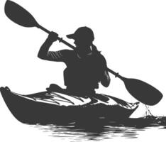 AI generated Silhouette Woman Canoe Player in action full body black color only vector