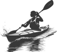 AI generated Silhouette Woman Canoe Player in action full body black color only vector