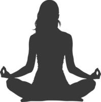 AI generated Silhouette Woman meditation yoga full body black color only vector