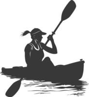 AI generated Silhouette Woman Canoe Player in action full body black color only vector