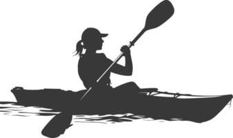 AI generated Silhouette Woman Canoe Player in action full body black color only vector